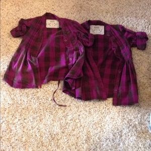 Purple + brown Mossimo short sleeve flannels